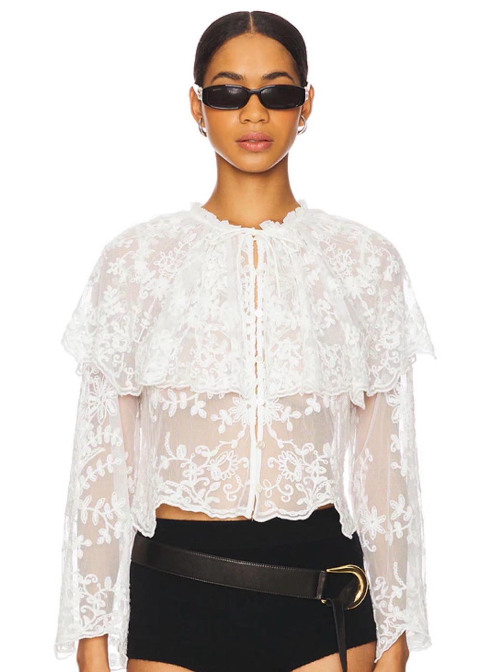 Nwt House Of Harlow. Marja Sea New York. Lace Cape Top Blouse White Cream Medium
